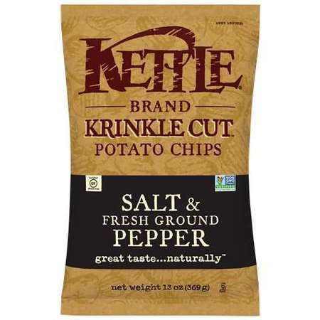 KETTLE FOODS Kettle Chip Salt N Pepper Krinkle Cut 13 oz., PK9 112232